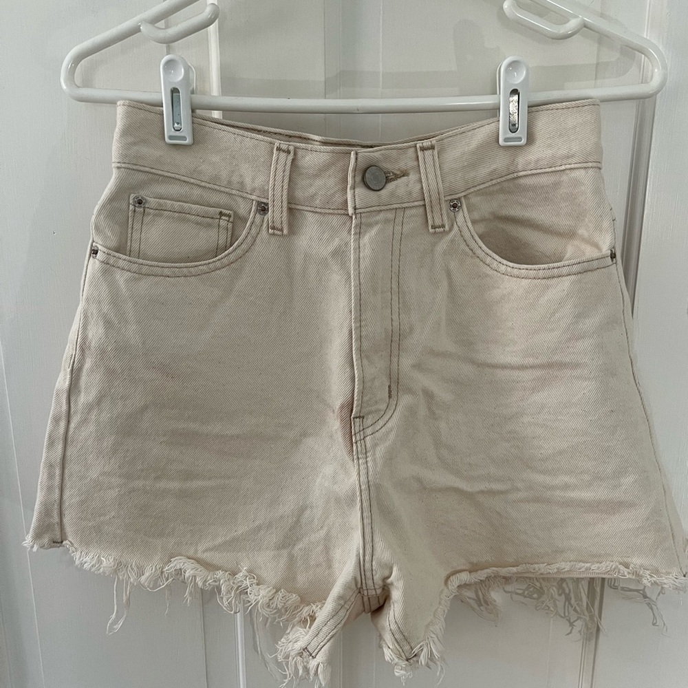 BDG Cream ALine Short Cutoff Jean Shorts Size 28